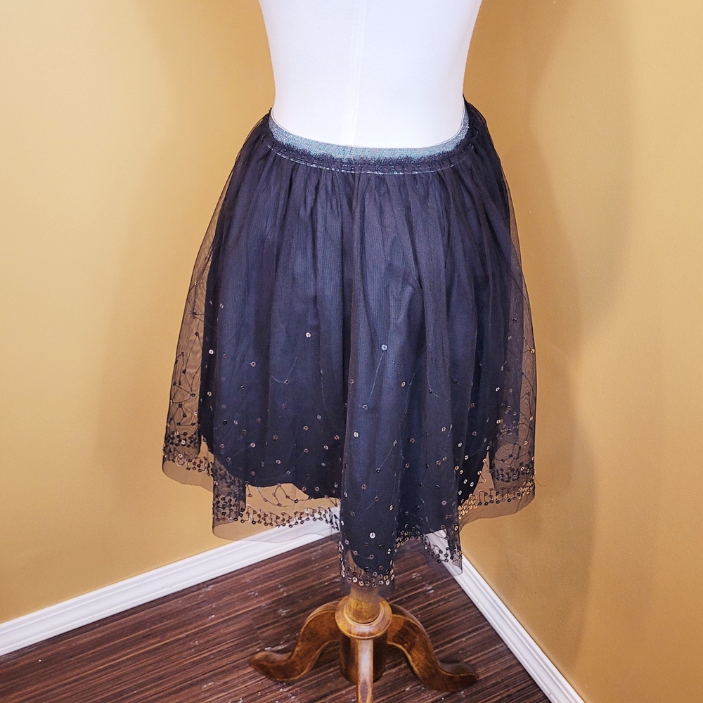 Girls Black Tulle with Silver Embellishments TuTu Skirt